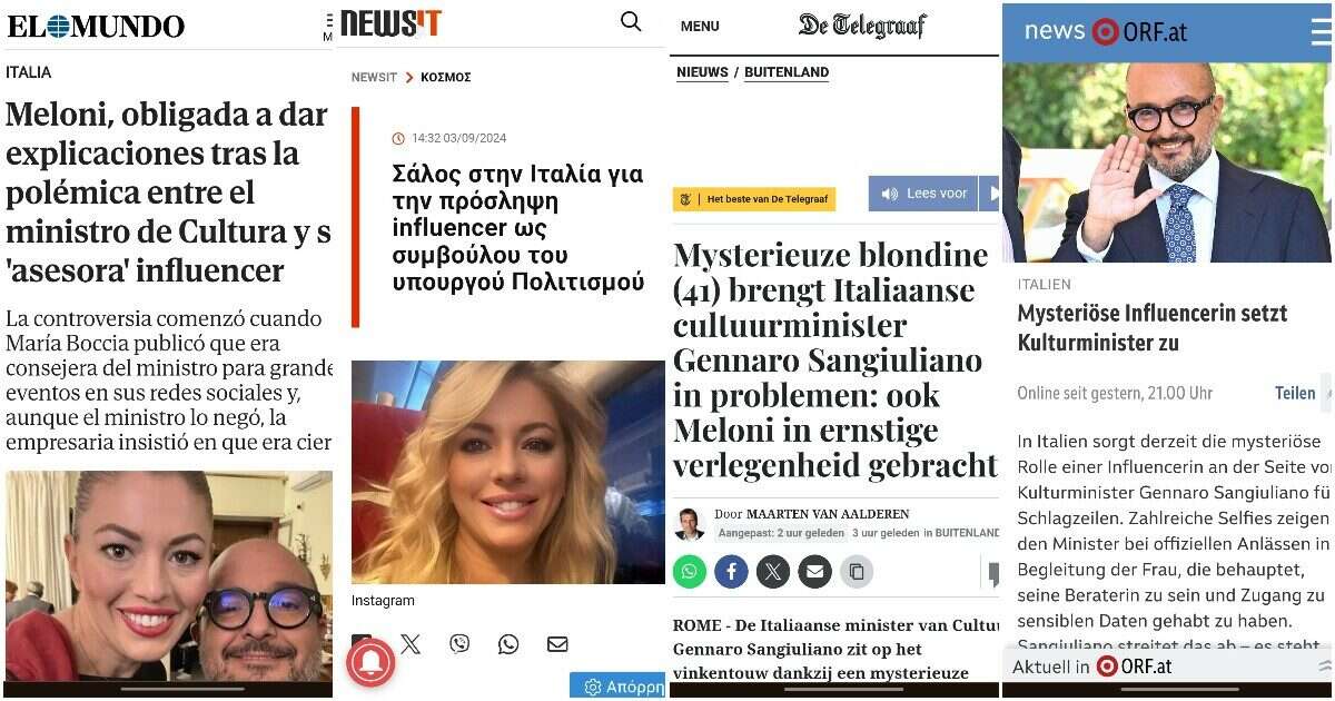 “Ministro nei guai per una misteriosa bionda”: il caso Sangiuliano-Boccia finisce sulla stampa straniera