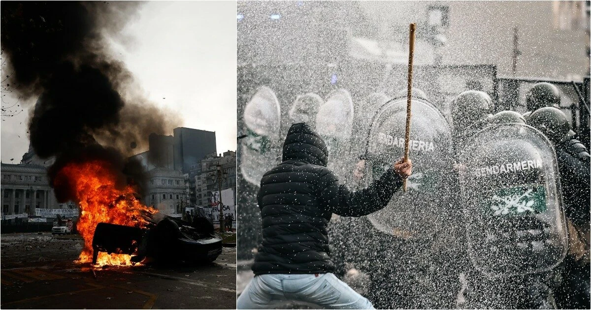 Argentina, manifestanti con molotov davanti al Congresso per protestare contro le riforme di Milei: la Polizia interviene coi gas lacrimogeni