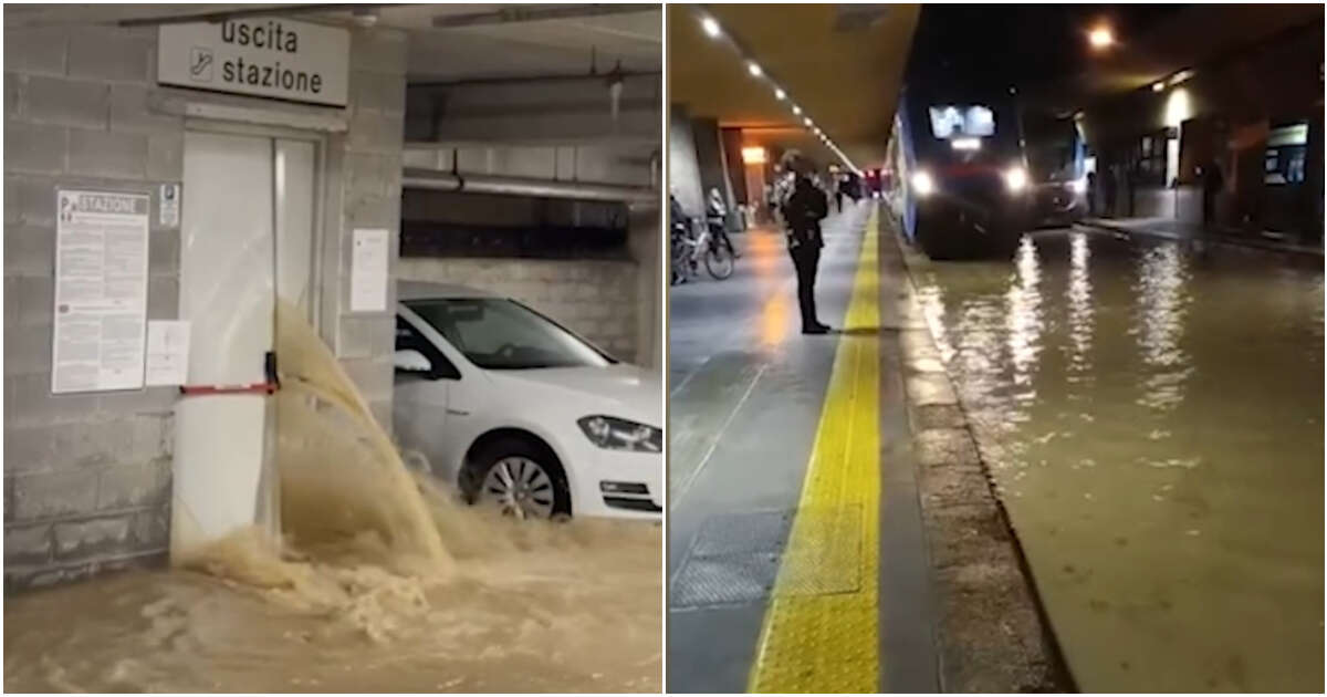 Nubifragio a Siena, allagata la stazione ferroviaria: stop ai treni. I video dalle banchine e dall’interno della struttura