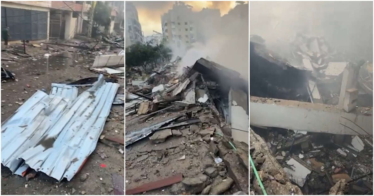 Il video della devastazione del quartiere sciita di Beirut dopo i bombardamenti dell’aeronautica israeliana