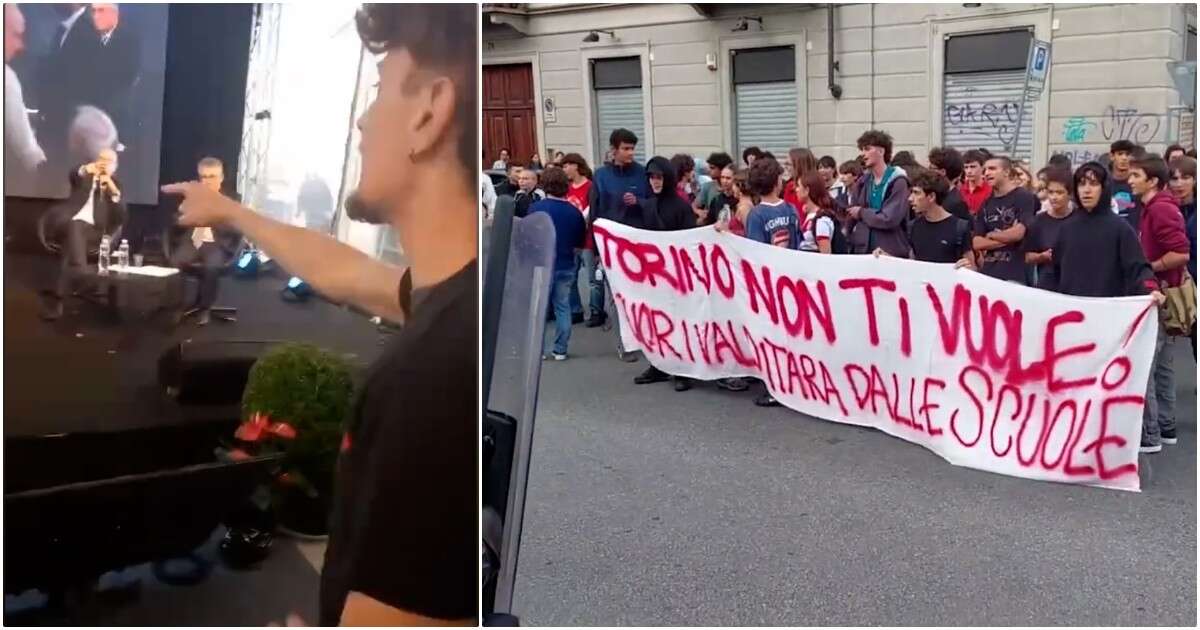 Valditara contestato a Torino: “Si deve vergognare”. Il ministro sbotta: “Sei un antidemocratico”. Lo studente viene allontanato – Video