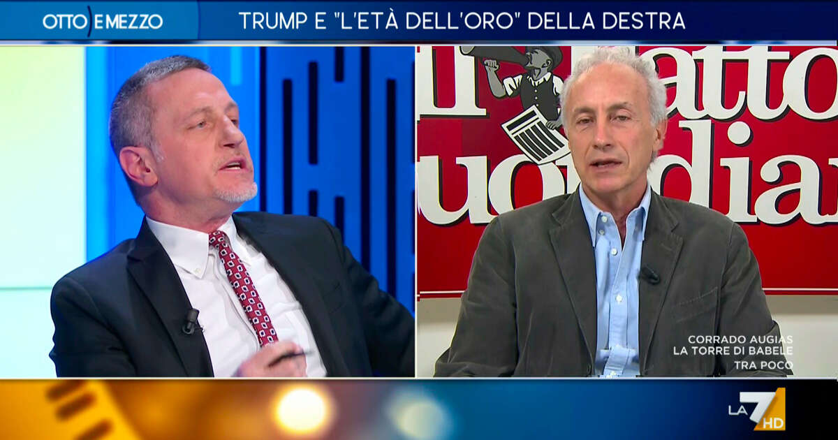 Travaglio a La7: “I miliardari che oggi sono ai piedi di Trump fino all’altro ieri erano al servizio di Biden”. Botta e risposta con Giannini