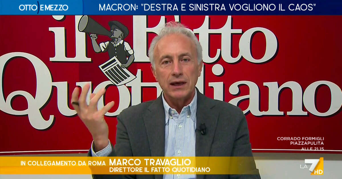 Travaglio a La7: “Macron? Un piccolo traffichino che si crede Napoleone e che è rimasto completamente impigliato nelle sue stesse reti”