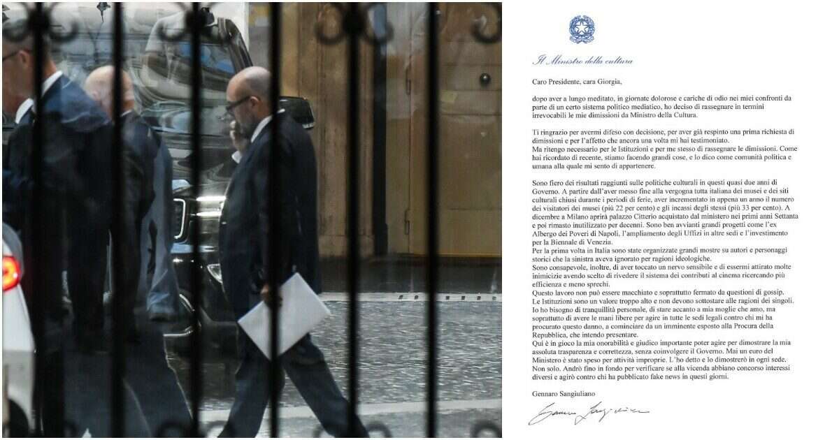 Il ministro Gennaro Sangiuliano si è dimesso. La lettera a Meloni: “Lavoro non può essere macchiato da gossip”. Giuli è il suo successore