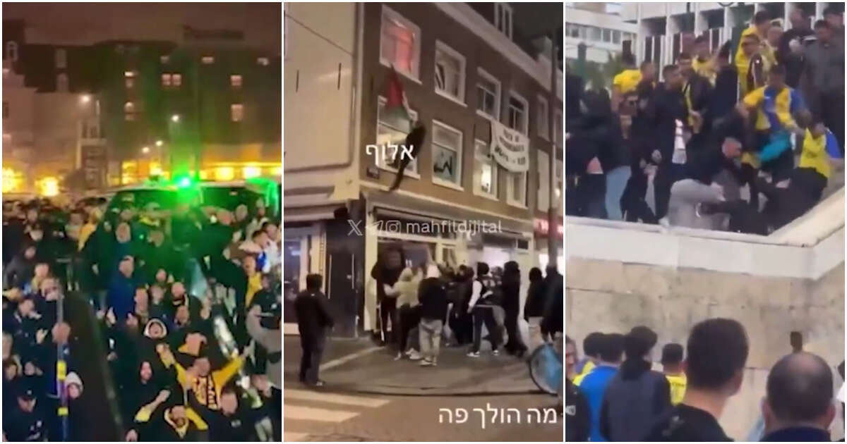 “Cori contro Gaza e atti vandalici sulle bandiere palestinesi”: sui social i video degli ultras israeliani prima delle aggressioni ad Amsterdam