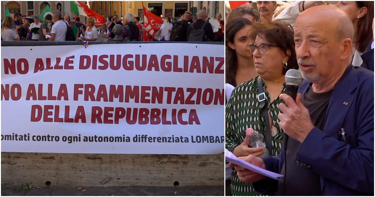 Presidio contro l’autonomia differenziata in piazza Montecitorio. Pagliarulo (Anpi): “No allo stravolgimento della Costituzione”