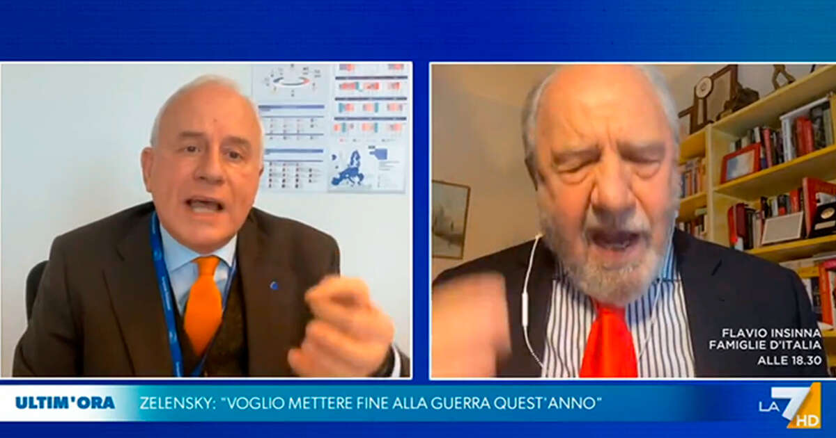 Lite Caprarica-Tarquinio: “Mi hai dato del guerrafondaio per anni”. “Falso, te lo sei sognato. Sei tu ad avermi dato del putiniano”. Su La7