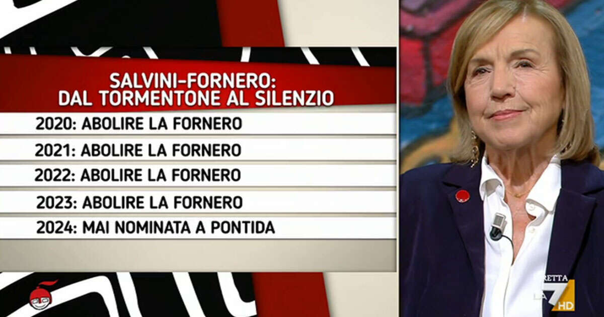 Fornero a La7: “Salvini non ha nominato la mia riforma a Pontida? Forse è invecchiato male e dimentica le cose”. Frecciata a Vannacci