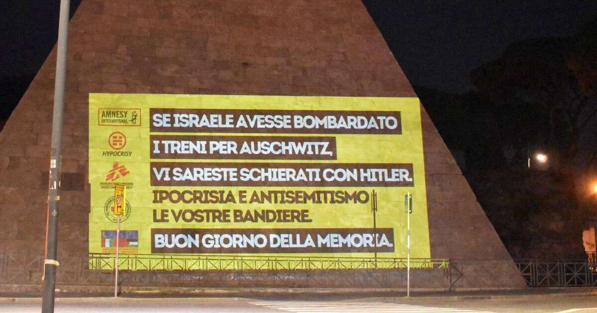 “Se Israele avesse bombardato i treni per Auschwitz, vi sareste schierati con Hitler”, testo contro le ong sulla Piramide Cestia