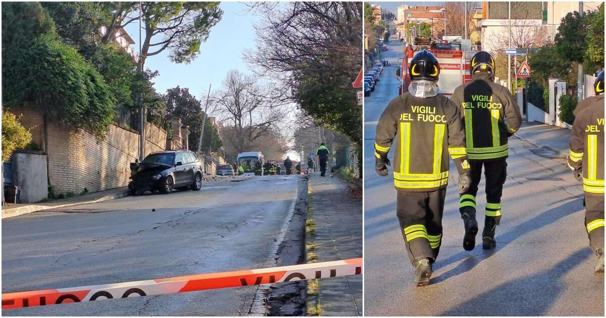 Tamponamento tra auto, due pedoni investiti e uccisi. Travolta anche una colonnina del gas, è allarme ad Ancona: “Non uscite di casa”