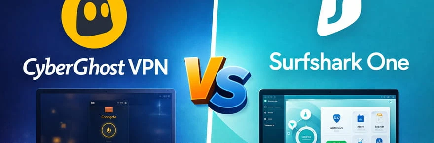 CyberGhost VPN vs Surfshark One : faut-il choisir un VPN pur ou un bundle cybersécurité ?