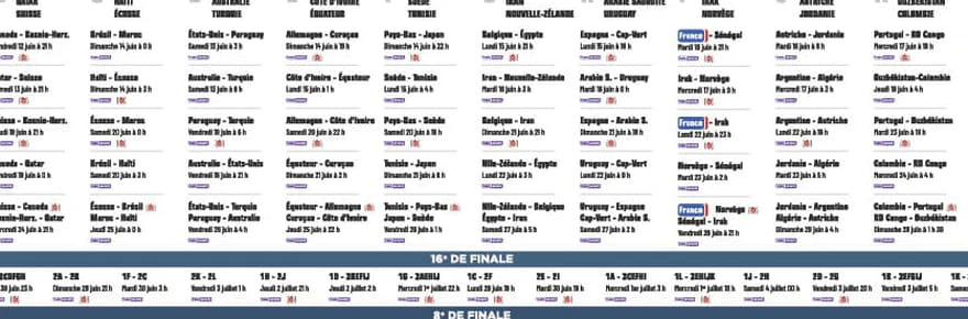 Dates, chaînes TV, heures... Le calendrier de la Coupe du monde 2026 à télécharger en PDF