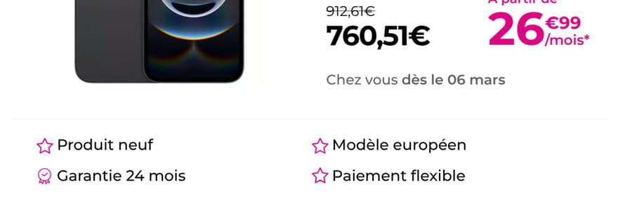 Un iPhone 16e neuf à partir de 26,81€/mois ? Oui, c'est possible chez Pixmania !