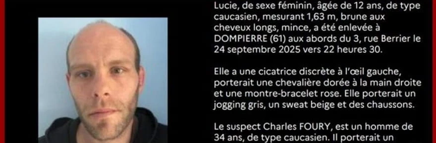 Alerte enlèvement : Lucie, 12 ans, a disparu dans l'Orne, voici le signalement du suspect