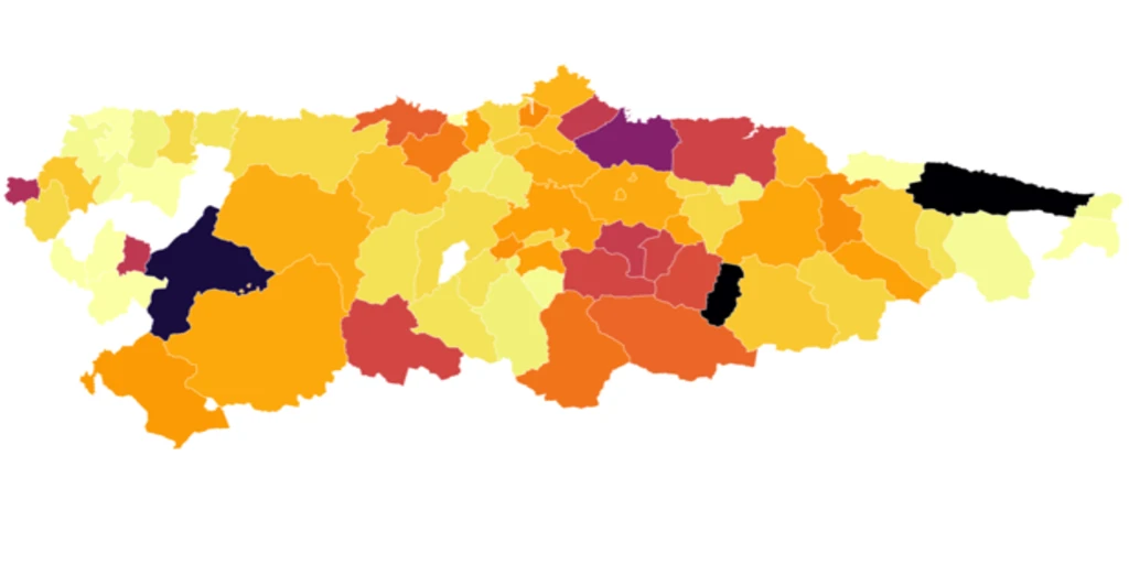 Mapa del Covid-19 en Asturias: contagios, fallecidos, incidencia acumulada...