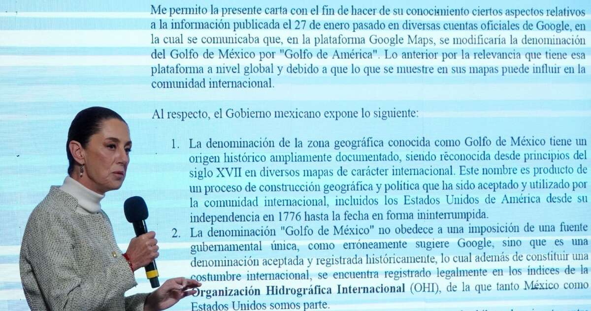 CARTA ¬ Claudia pide que Maps mantenga “Golfo de México” y sólo para EU, “de América”