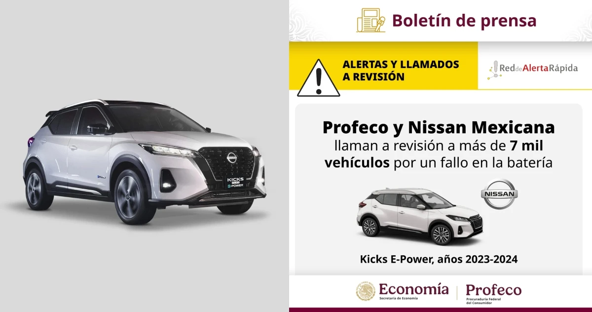 Profeco y Nissan llaman a revisar más de 7 mil vehículos por un fallo en la batería