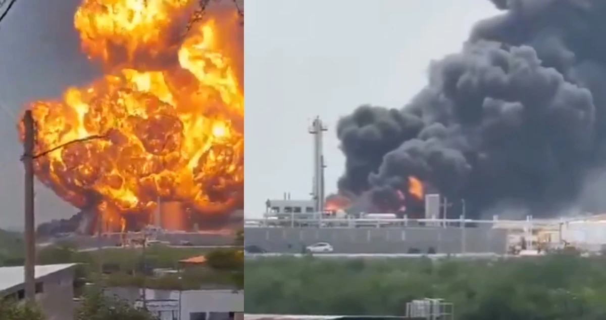 VIDEOS ¬ Incendio en una empresa destiladora de diésel deja un herido en Cadereyta