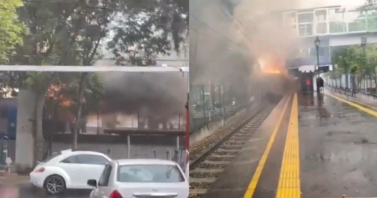Incendio se registra en unidad del Tren Ligero de la CdMX; servicio sigue suspendido