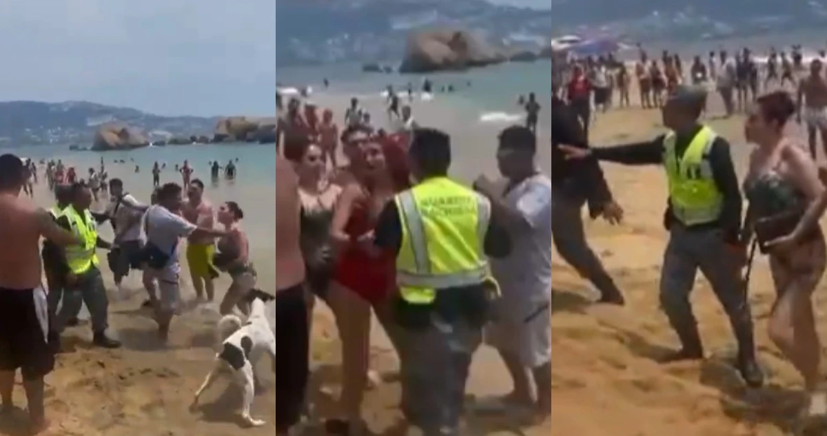 VIDEO ¬ Turistas protagonizan pelea en playa de Acapulco y hasta un lomito se suma