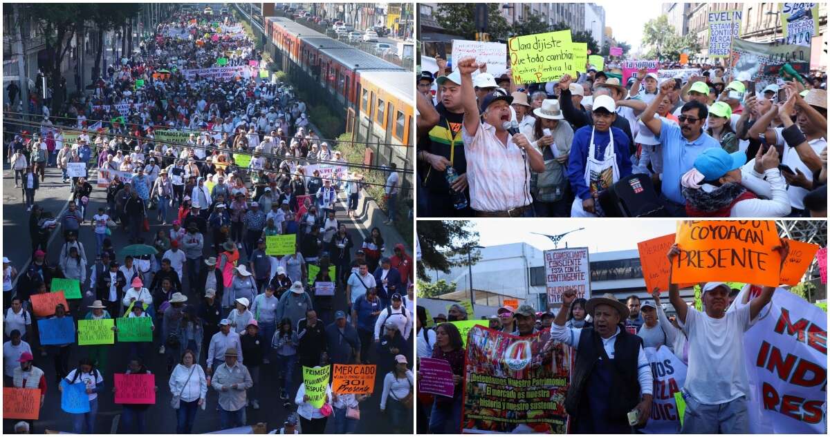 Locatarios de mercados públicos protestan en varias zonas de la CdMx; van al Zócalo