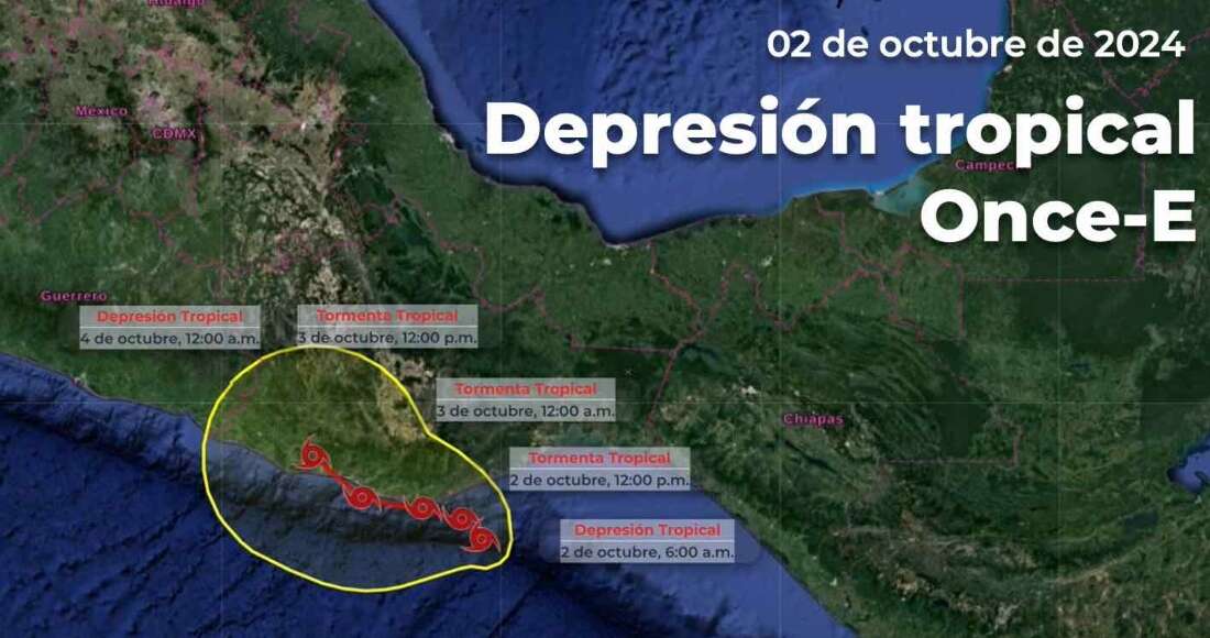 La depresión tropical Once-E amenaza con volverse ciclón frente a costas de Oaxaca