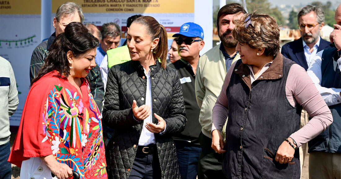 Sheinbaum, Brugada y Delfina supervisan cómo va Trolebús Elevado Santa Martha-Chalco