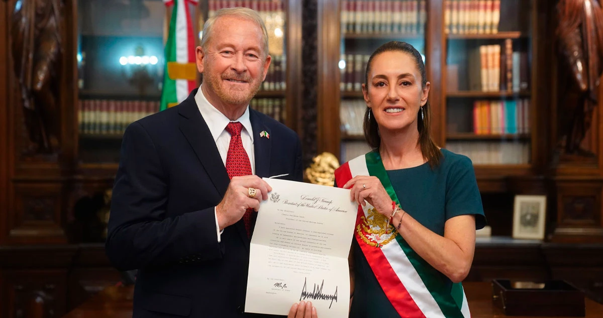 El nuevo Embajador de EU en México entrega a Sheinbaum sus cartas credenciales
