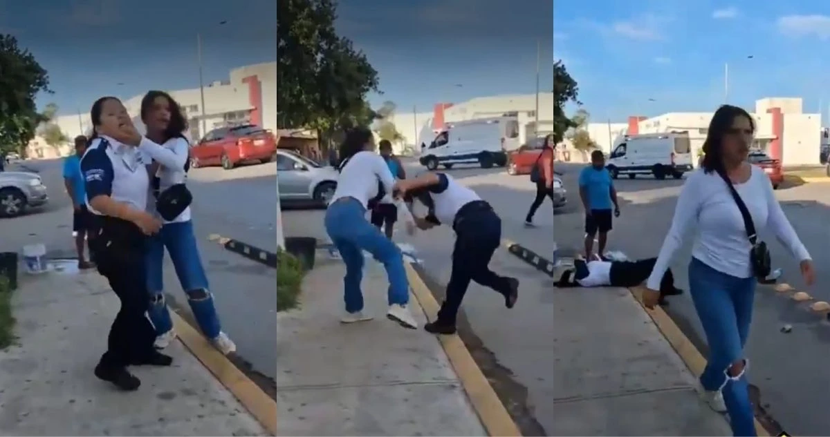 VIDEO ¬ Vendedora golpea a guardia de seguridad afuera de hospital del IMSS Bienestar