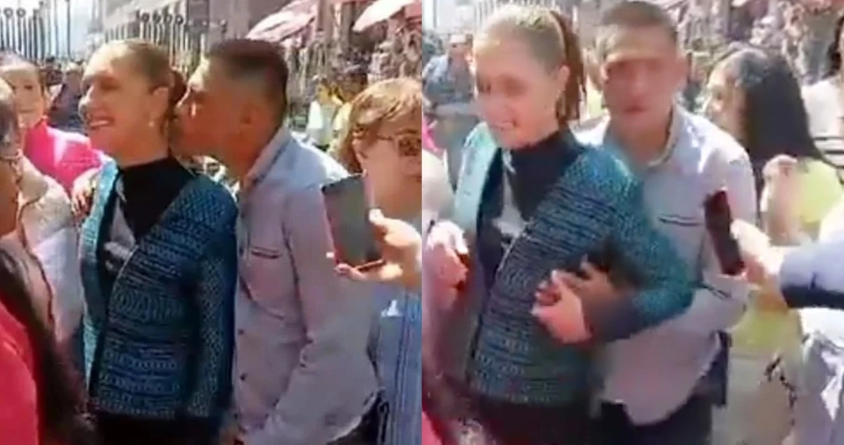 VIDEO ¬ Un tipo toquetea y acosa a la Presidenta durante un acto público en la CdMx