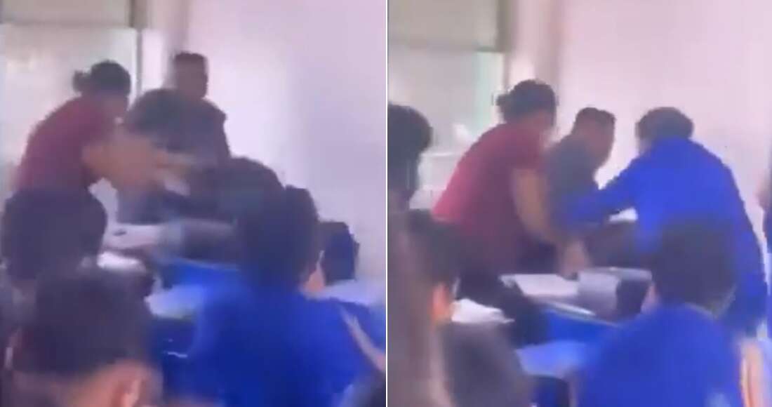 VIDEO FUERTE ¬ Padres dan golpiza a una profesora por reprobar a su hijo en el Edomex