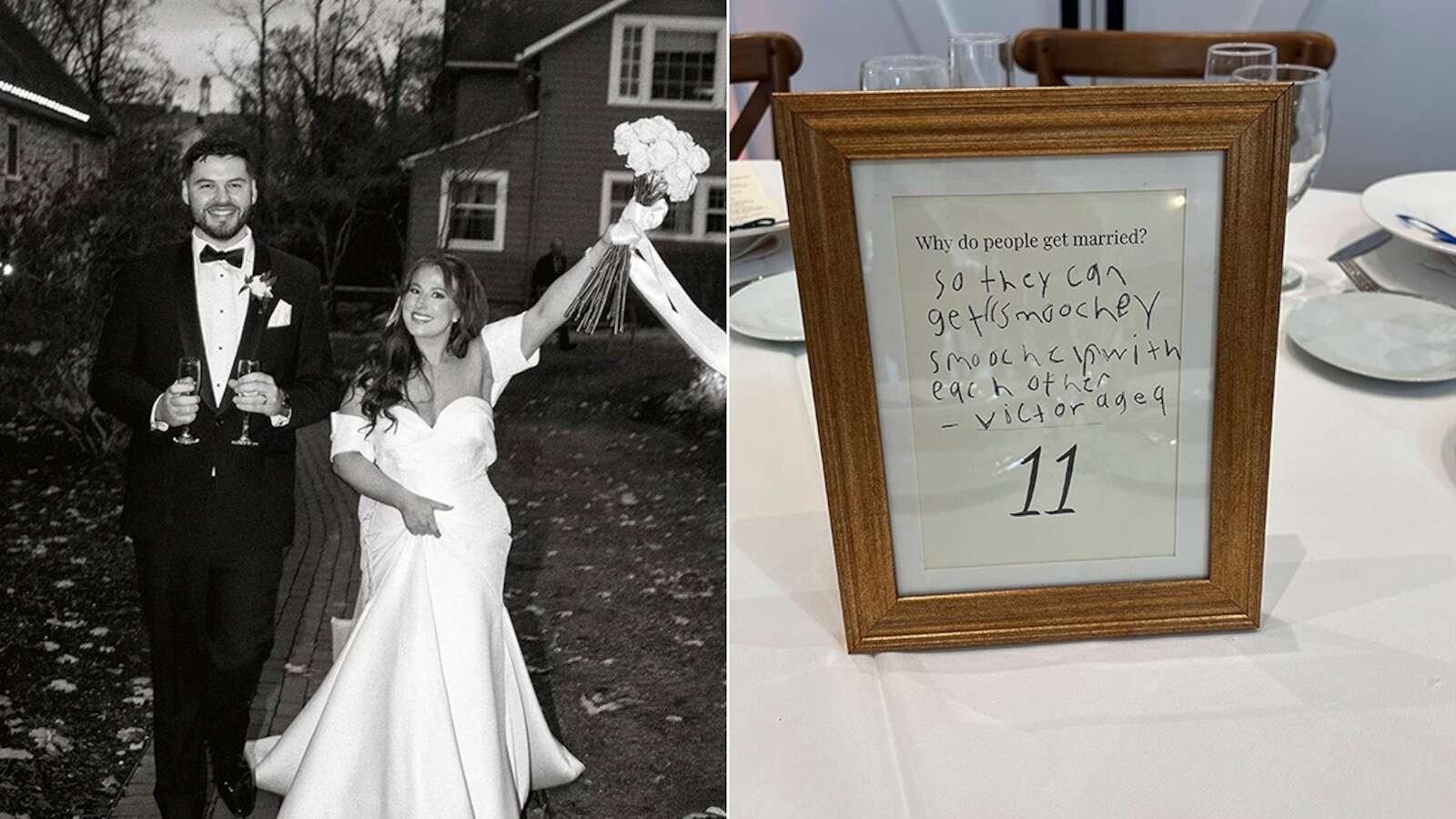 Daniel Silbert | Halle Strieter and Thomas RandlesGroom's 4th graders' sweet centerpiece notes steal the show at his weddingThe centerpieces went viral after the couple’s cousin shared them on TikTok.12/13/2024 05:04:11 EST