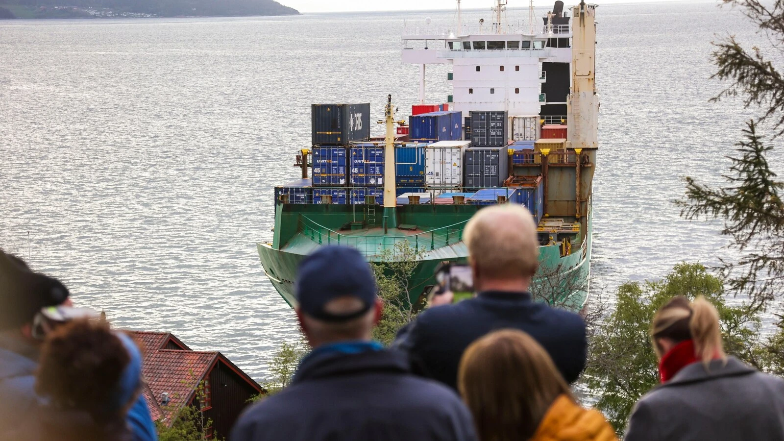 A Norwegian man awoke to find a grounded cargo ship had narrowly missed his home