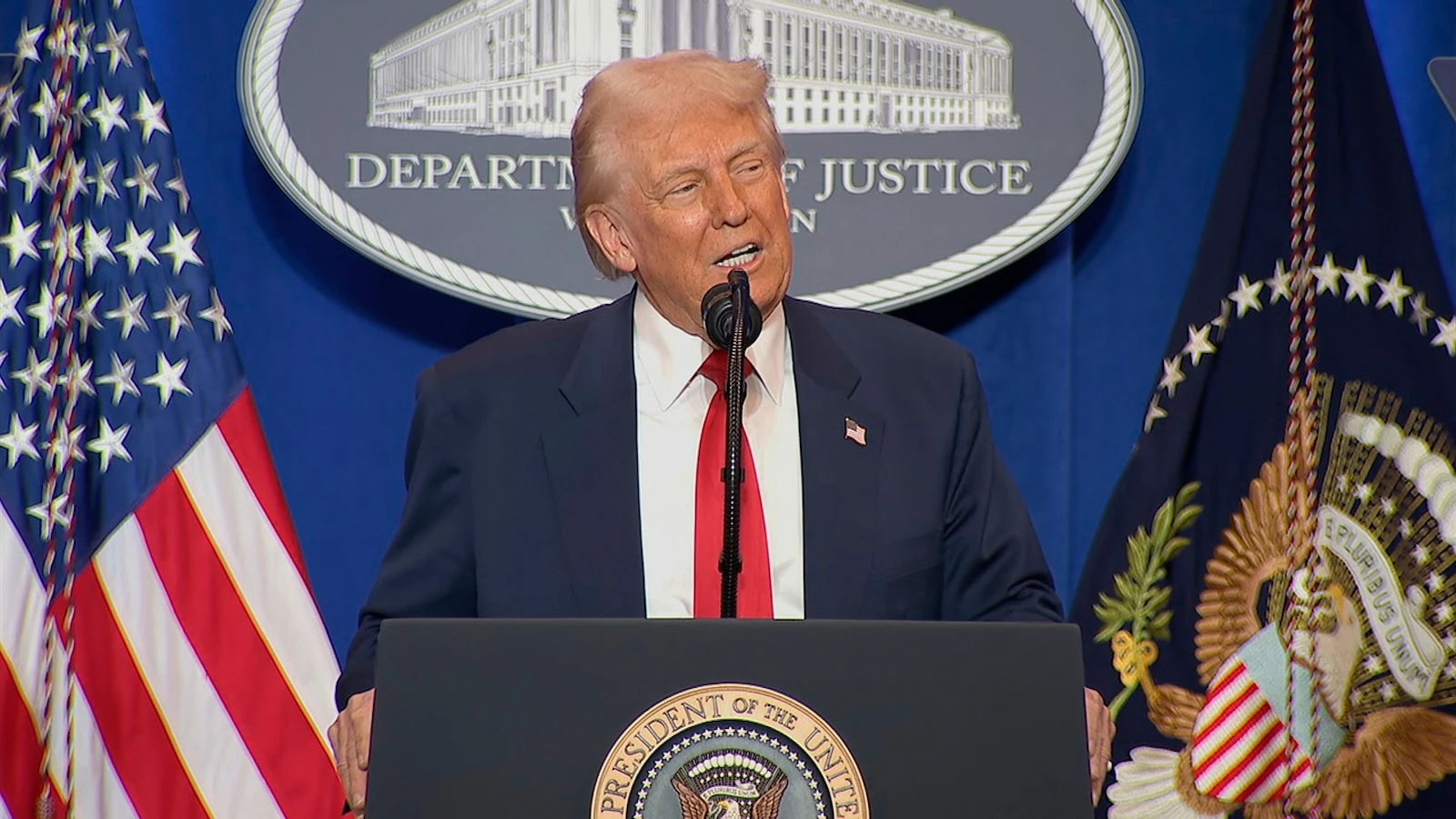 Trump rails against prosecutions, touts Jan. 6 hostages in visit to DOJ