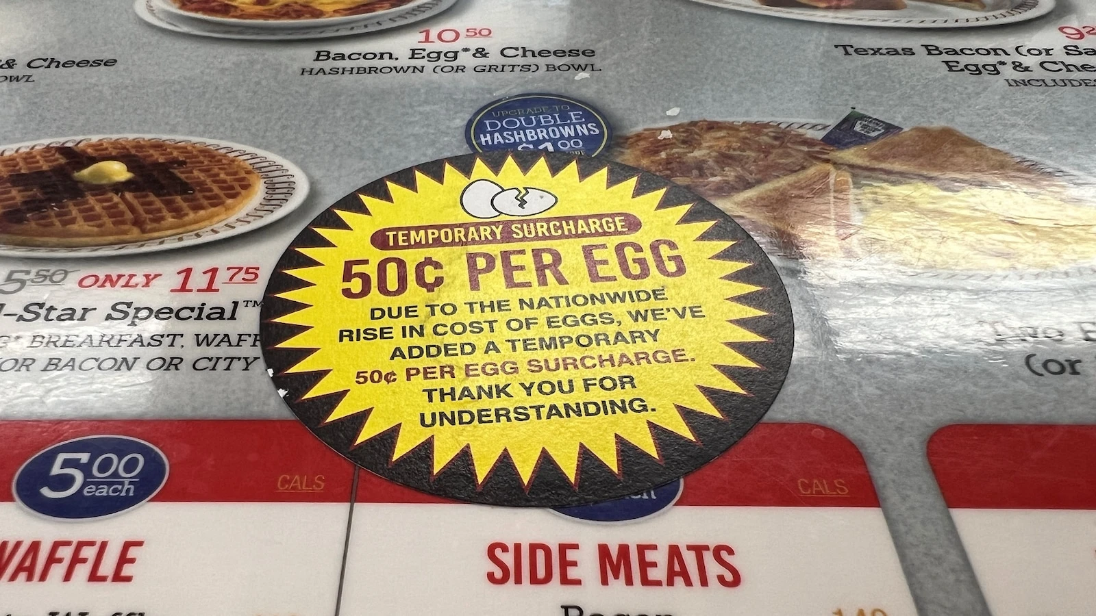 Waffle House drops surcharge on eggs after nearly 5 monthsThe restaurant added a 50 cent per egg surcharge to all menus in February.8 minutes ago