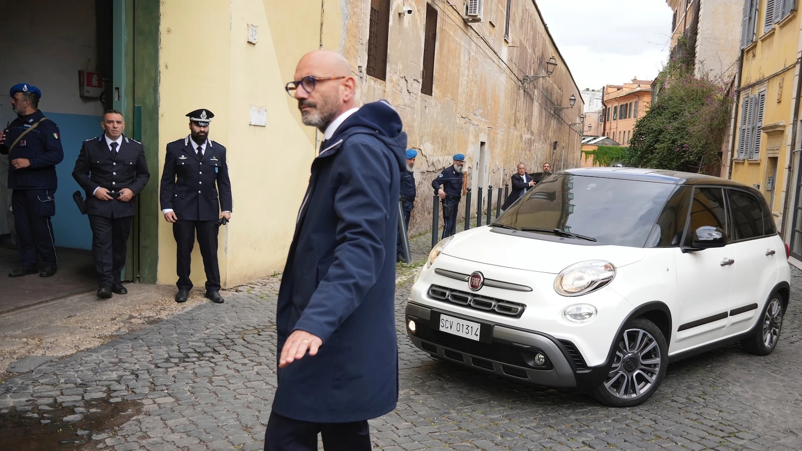 Pope Francis arrives at Rome prison after delegating some Holy Week duties