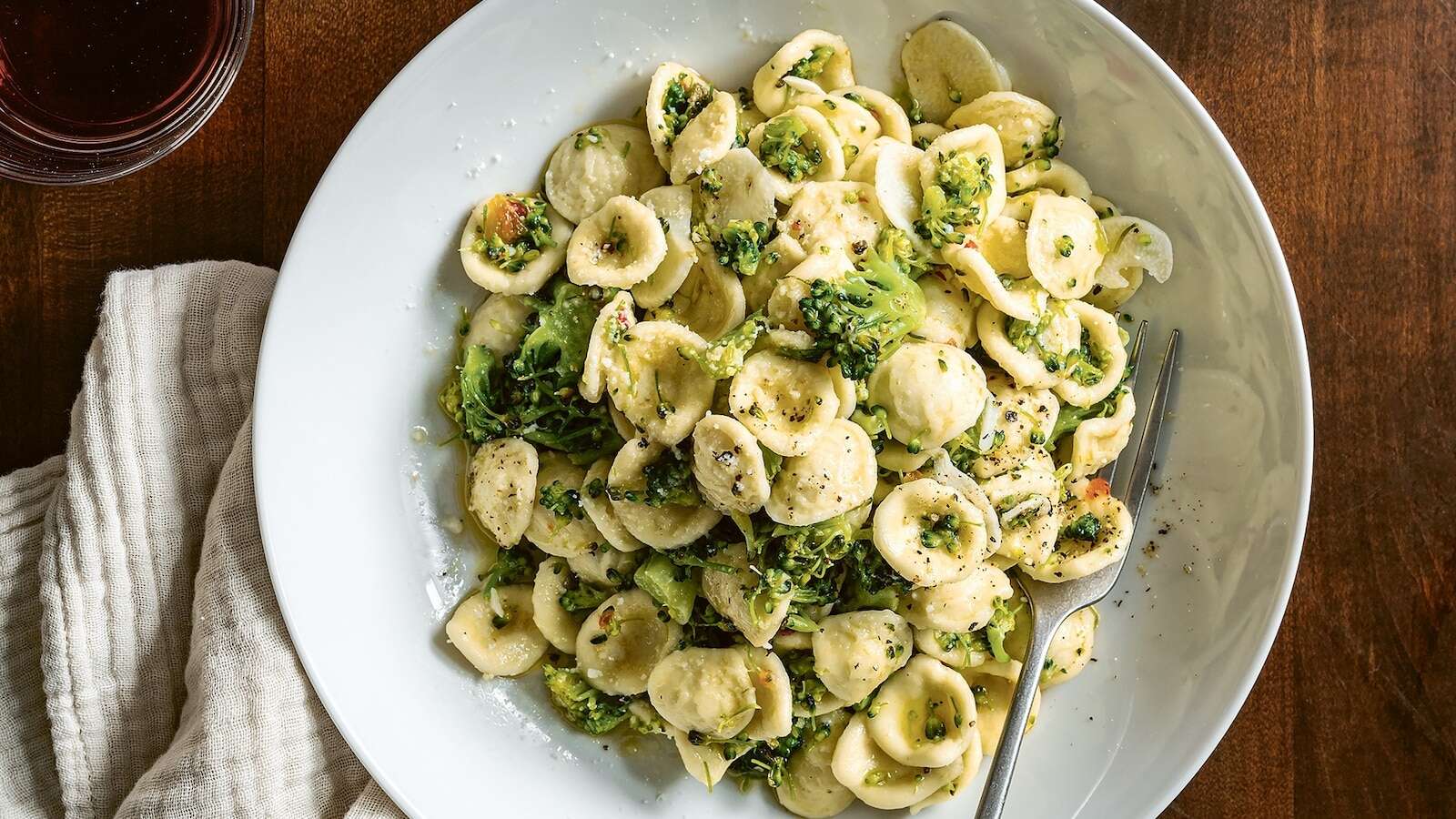 Recipes from Tom Colicchio for a classic broccoli pasta and raddichio saladThe 