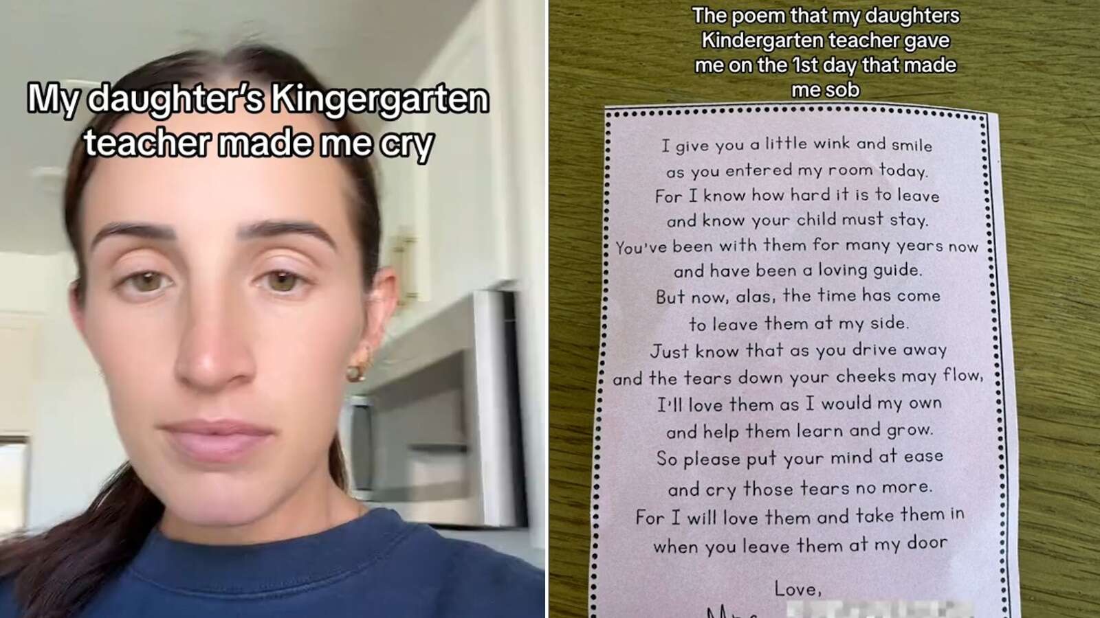 Mom shares teacher's poem that made her 'sob' on kids' 1st day of kindergarten