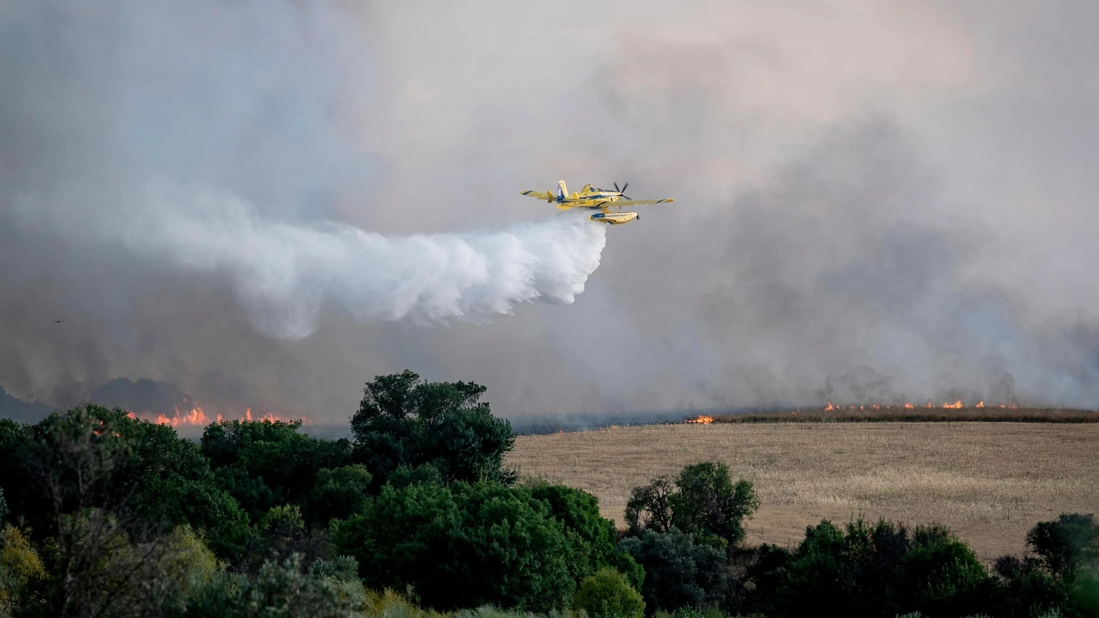 An uncontrolled wildfire sends a cloud of smoke over Spain's capital