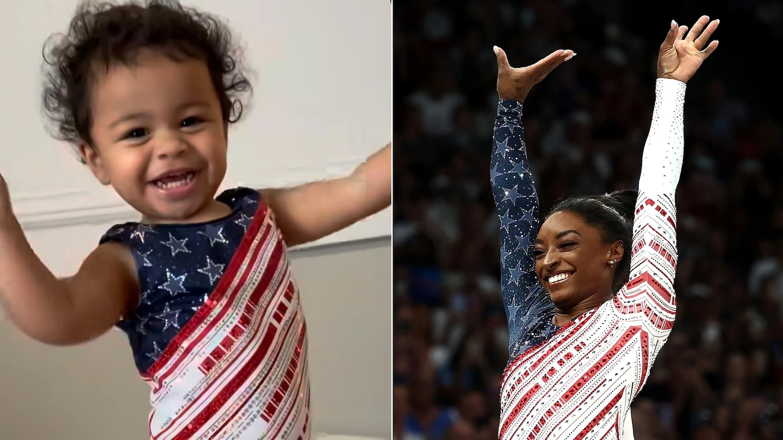 Simone Biles' niece matches her in mini Olympic leotard: See photosNearly 2-year-old Ronni is the daughter of Biles' brother, Ronald Biles Jr. 8/6/2024 07:30:00 EDT