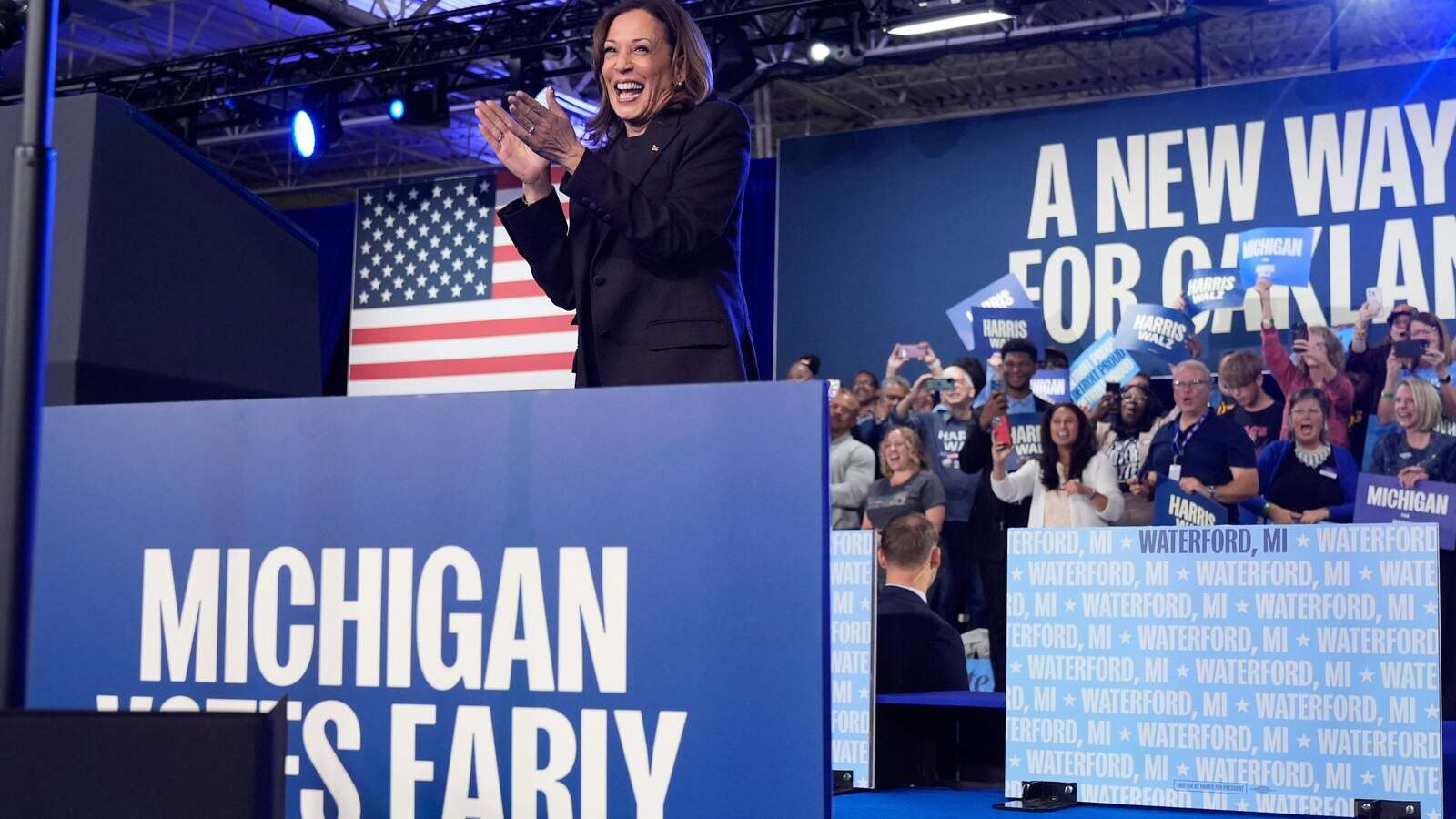 Harris is making a campaign push in Michigan and Georgia, with assists from singers Lizzo and Usher