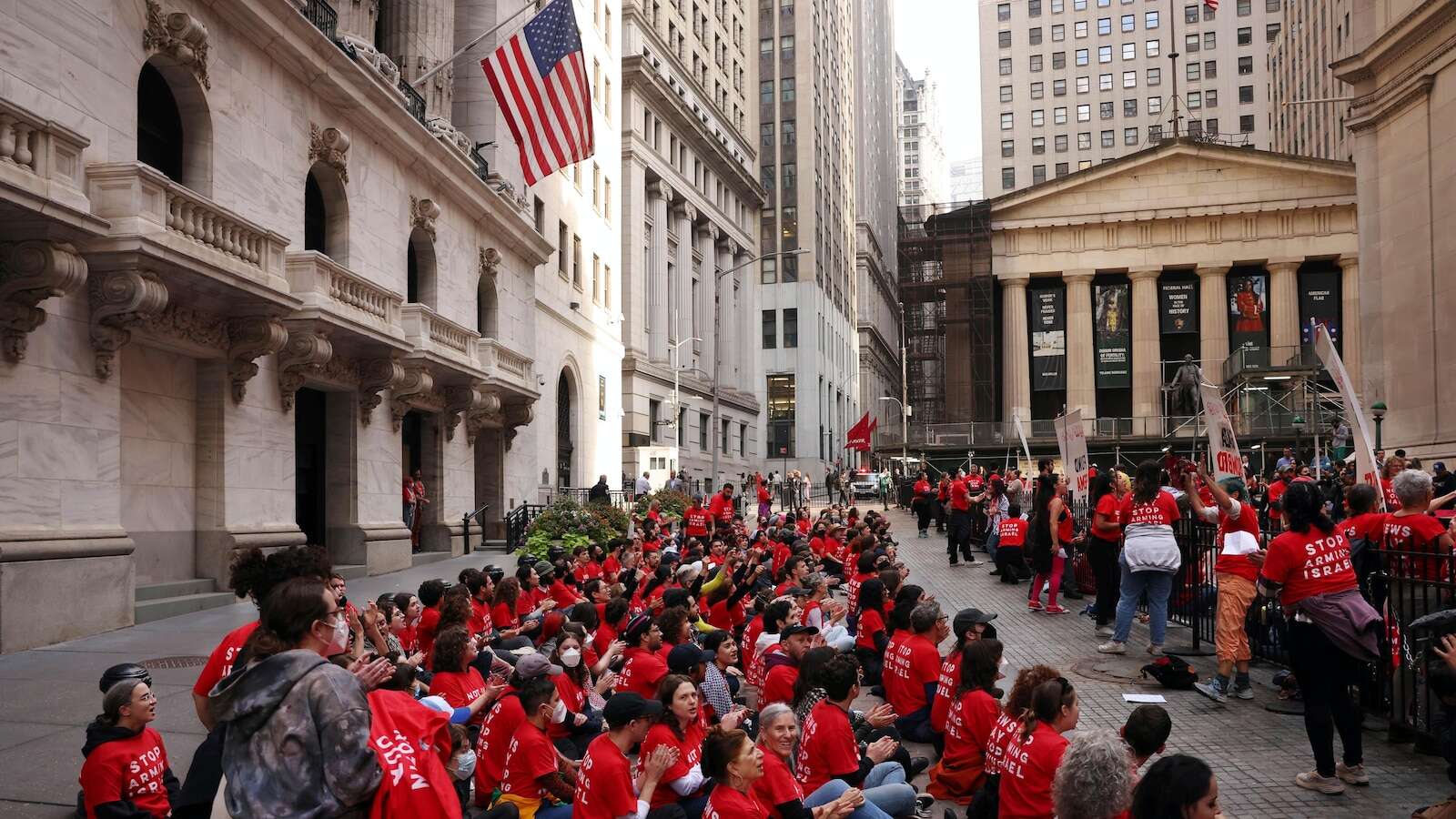 Dozens of pro-Palestinian protesters arrested outside New York Stock ExchangeDozens of people protesting Israel’s war in Gaza have been arrested in a sit-in outside the New York Stock Exchange10/14/2024 02:38:57 EDT