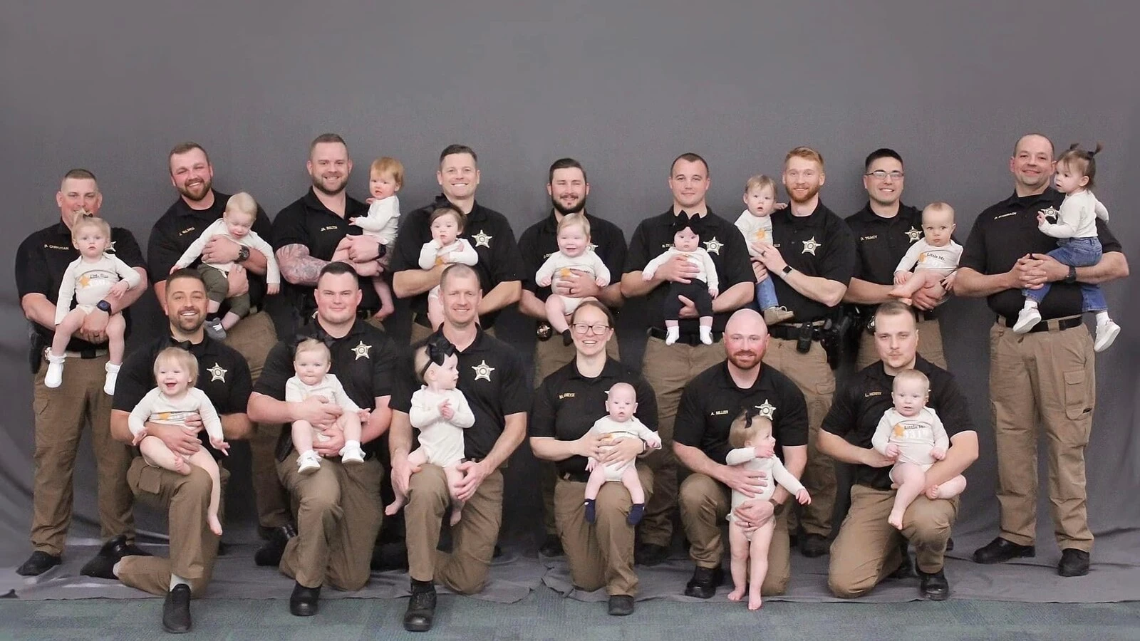 Kentucky sheriff's office welcomes 15 babies in the last year A photo of the growing families is going viral on social media.5/2/2024 11:33:00 EDT