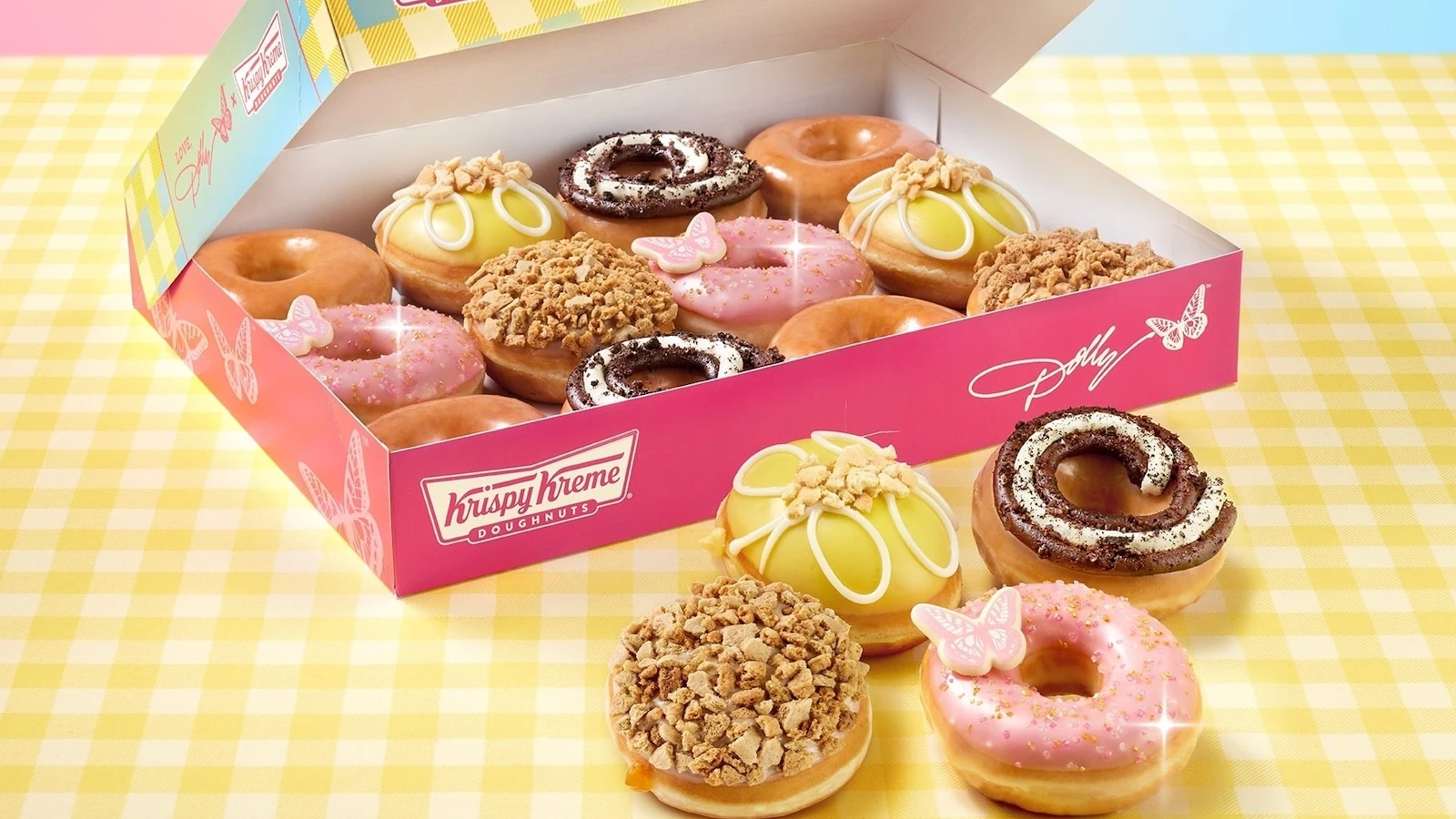 Dolly Parton doughnuts debut at Krispy Kreme for new collaborationKrispy Kreme made four new doughnuts in honor of the Grammy-winning singer.5/14/2024 09:28:00 EDT