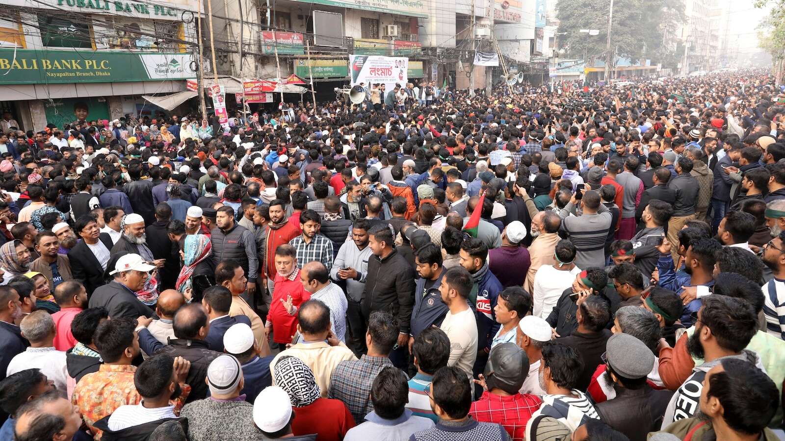 Supporters of Bangladesh Nationalist Party hold protest march as tensions continue with India