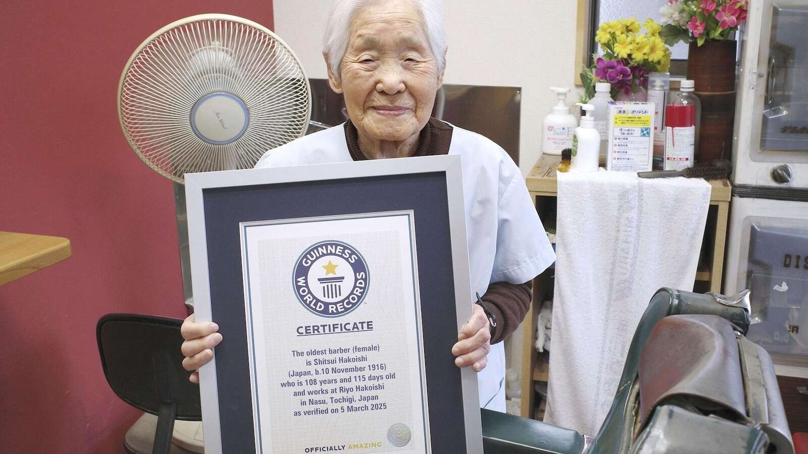 Meet the world's oldest female barber: 108-year-old Japanese womanA 108-year-old Japanese woman has been named the world’s oldest female barber by the Guinness World Records this week2 hours ago