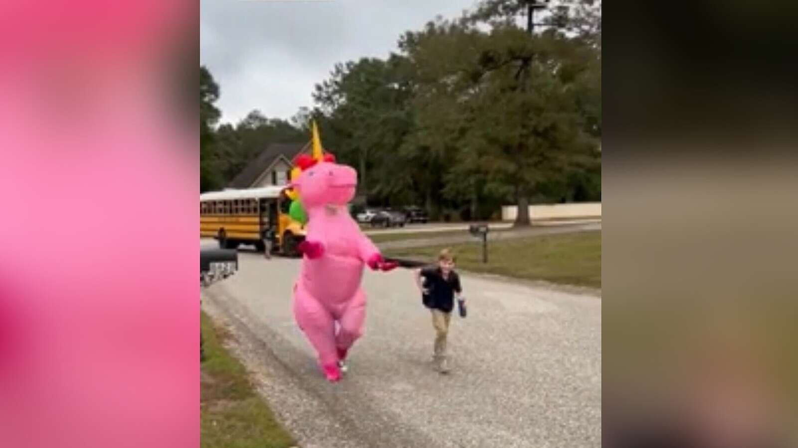 Mom's friend surprises 9-year-old son in unicorn costume at bus stopThe funny moment has gone viral on TikTok, garnering almost a million views.November 15, 2024