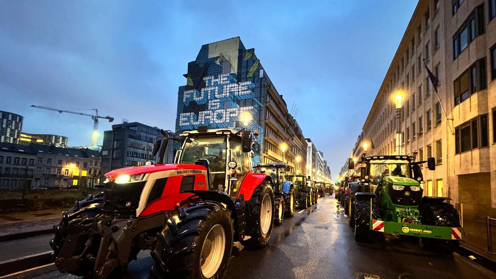 Farmers converge on the European Union's headquarters in a fresh show of force