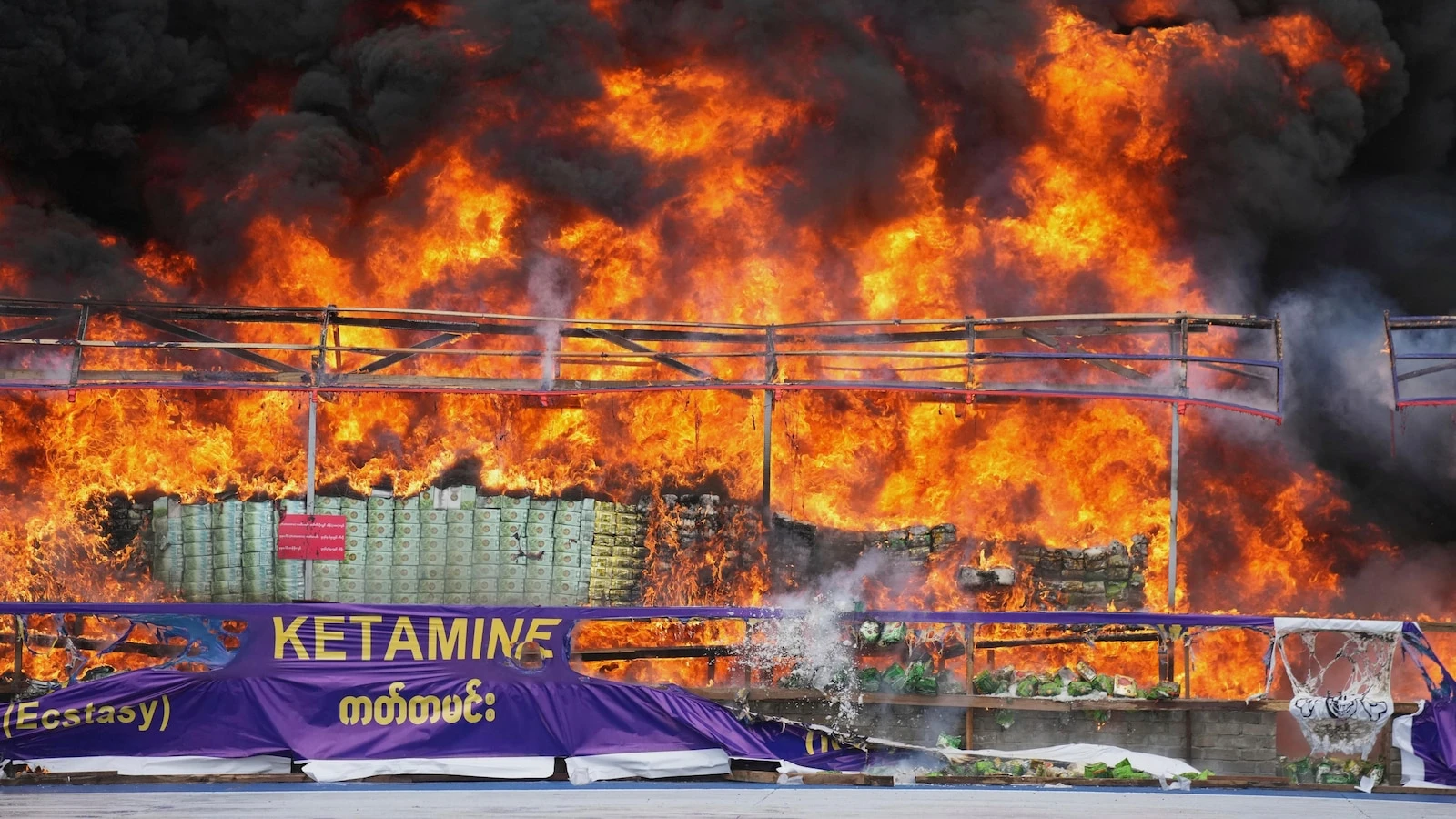 Myanmar burns confiscated drugs worth around $300 million