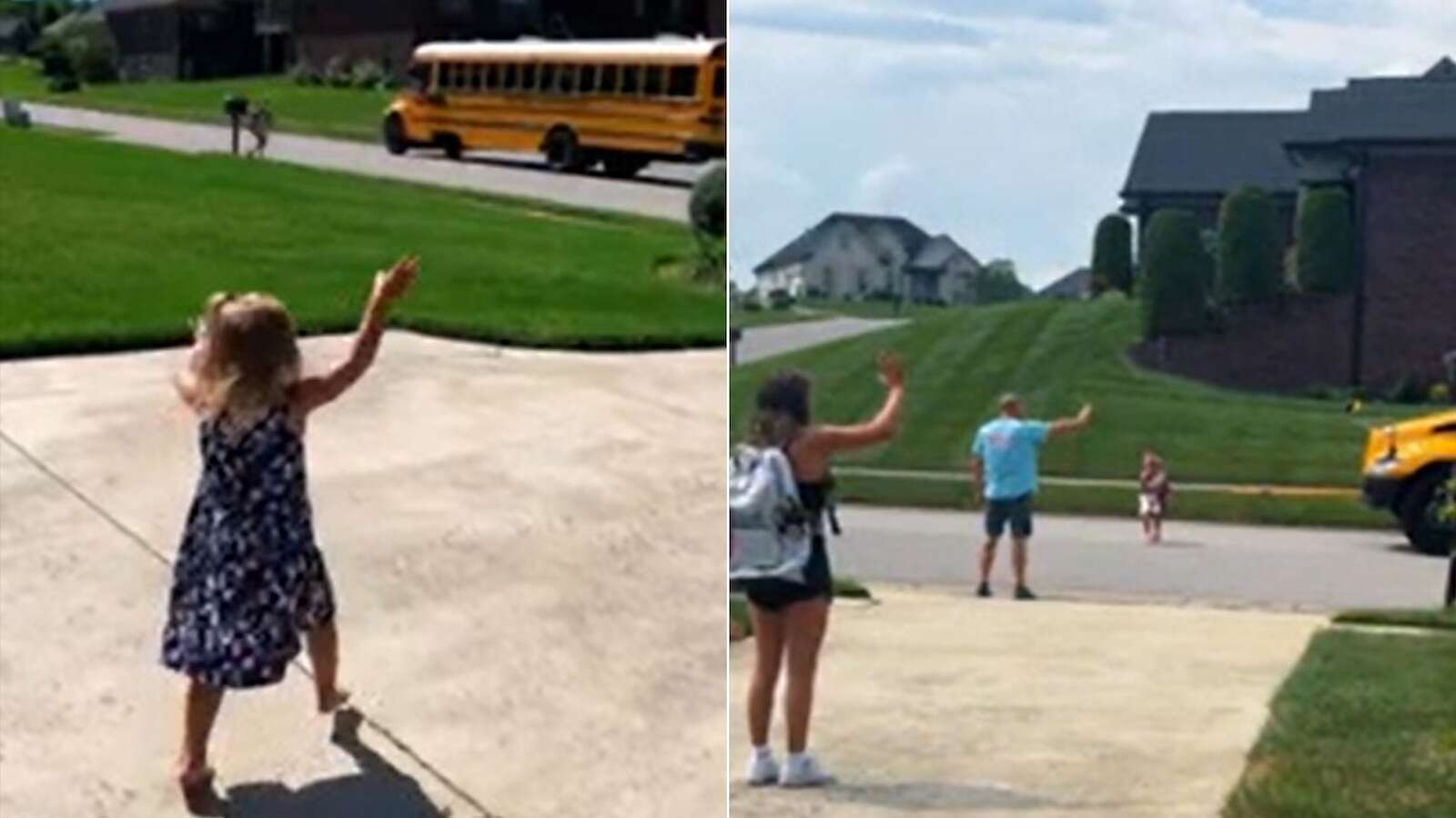 Older sisters greet younger sister at school bus stop, continuing sweet traditionLoxley greeted her older sisters every day at the bus stop for three years.8/23/2024 04:41:52 EDT